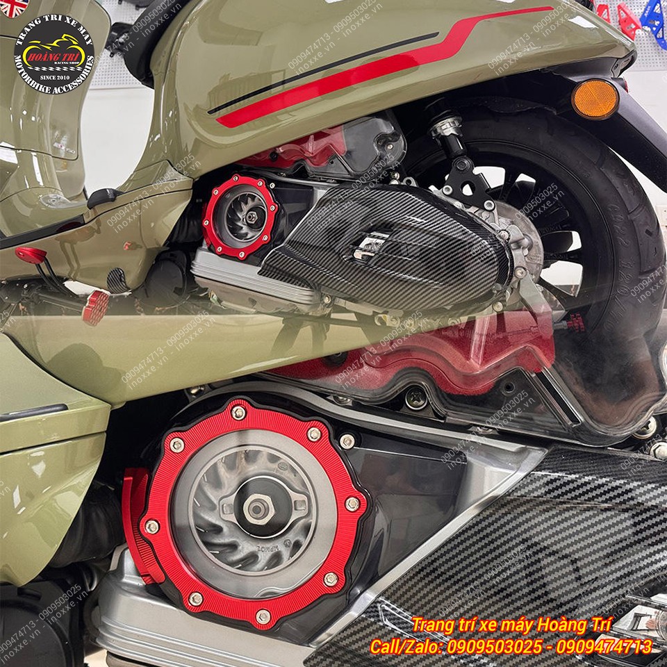 Ốp lốc nồi nhôm CNC trong suốt dành cho xe Vespa Sprint/Primavera và GTS