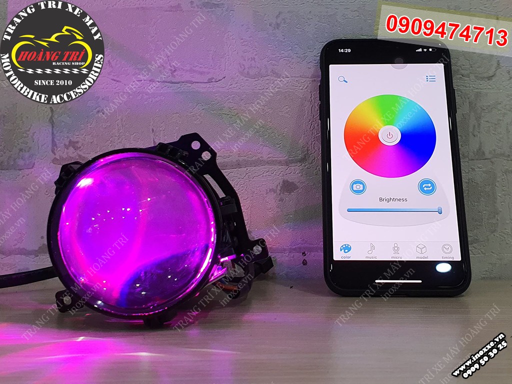 Đèn Bi cầu Led siêu sáng tích hợp đổi màu đèn Demi bằng điện thoại