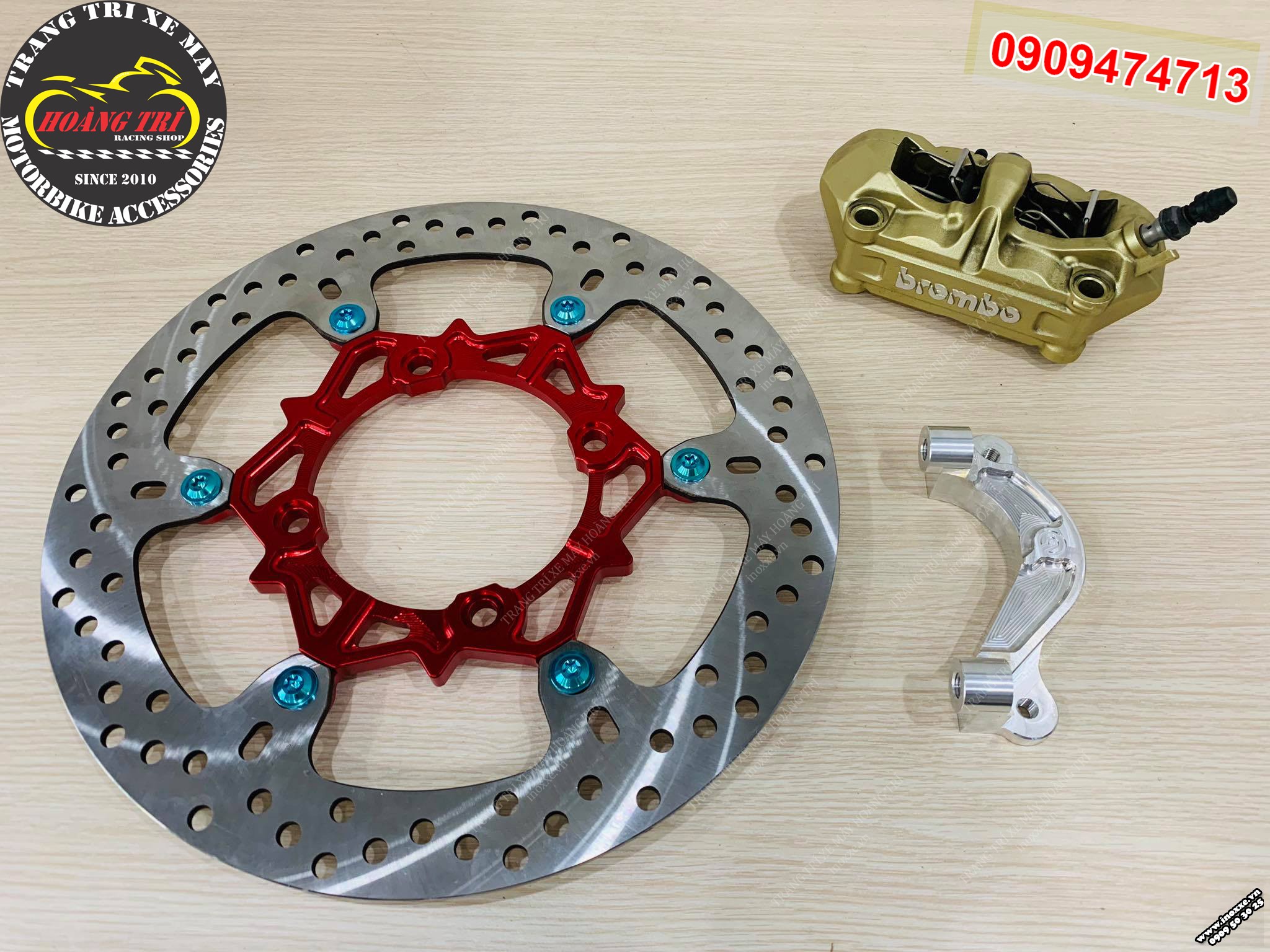 Combo Đĩa Brembo lồng nhôm 320mm, Heo Brembo BMW S1000R chính hãng cho xe Sh VN 2012-2020