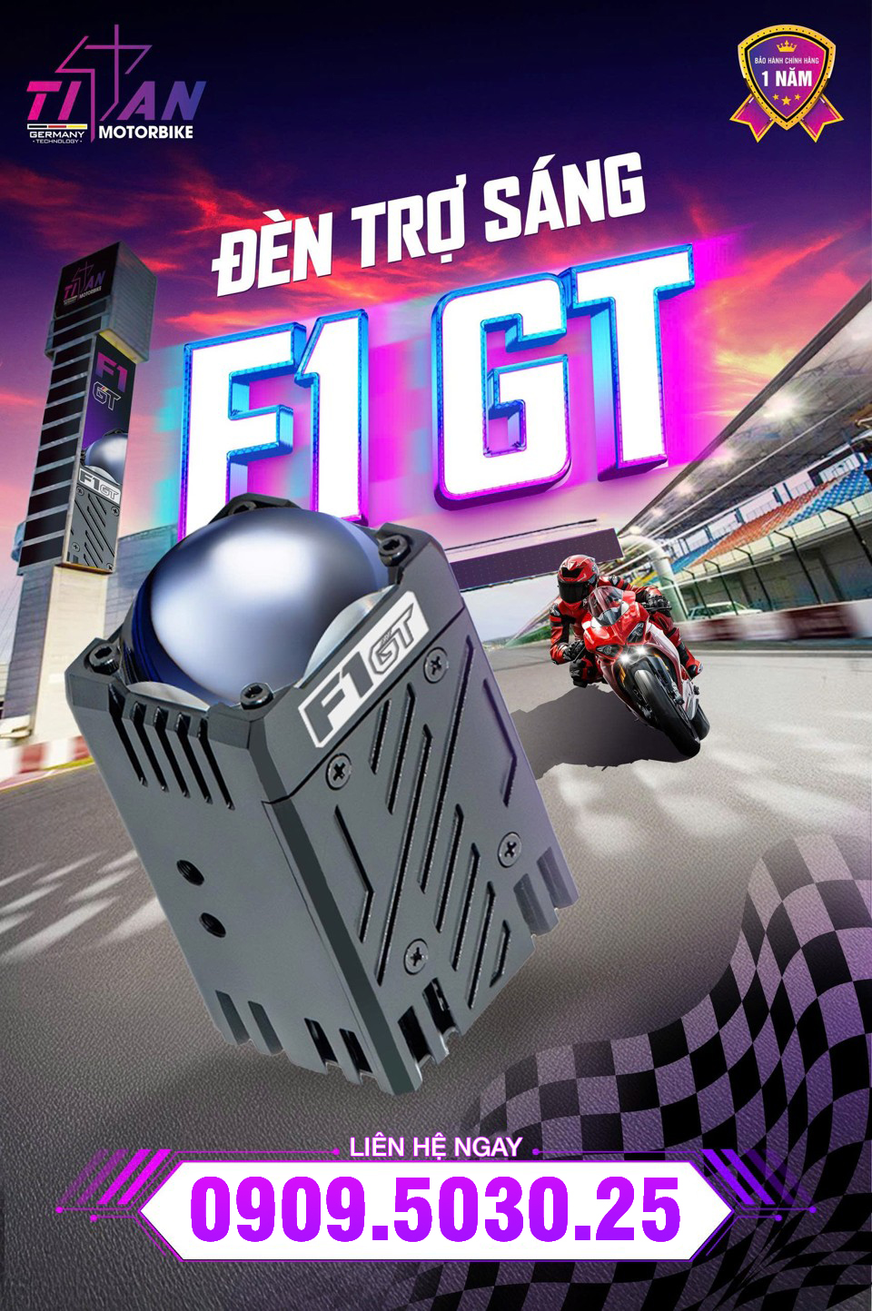 Đèn trợ sáng mini F1 GT Titan Moto