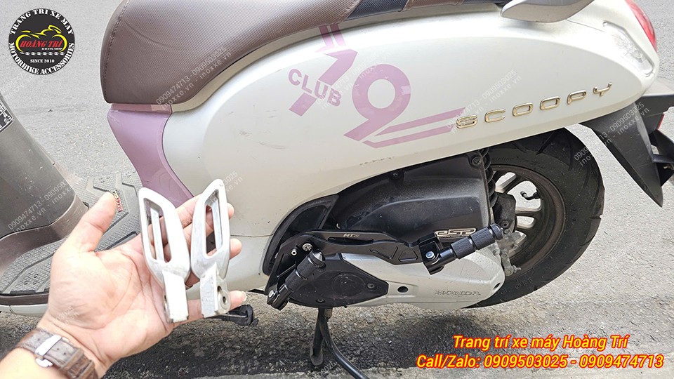 Gác chân phụ HTR nhôm CNC cho xe Scoopy