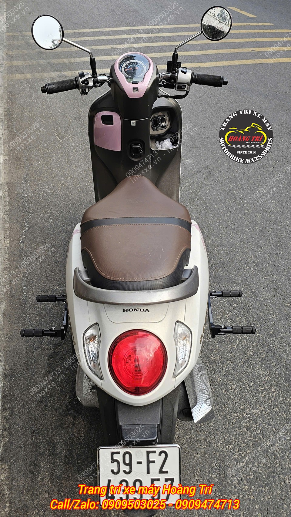 Gác chân phụ HTR nhôm CNC cho xe Scoopy