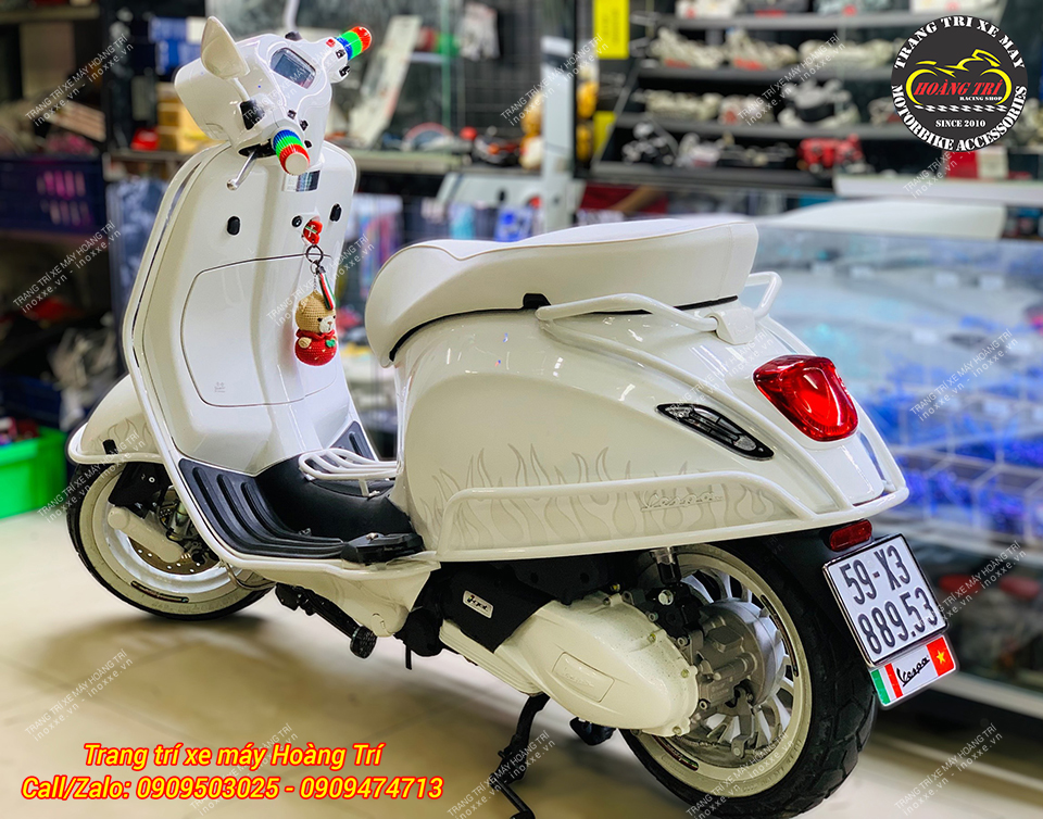 Khung bảo vệ Vespa Sprint Justin Bieber sơn tĩnh điện màu trắng