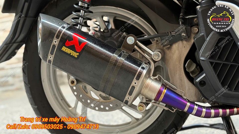 Full set pô Akrapovic carbon chính hãng độ cho xe SH