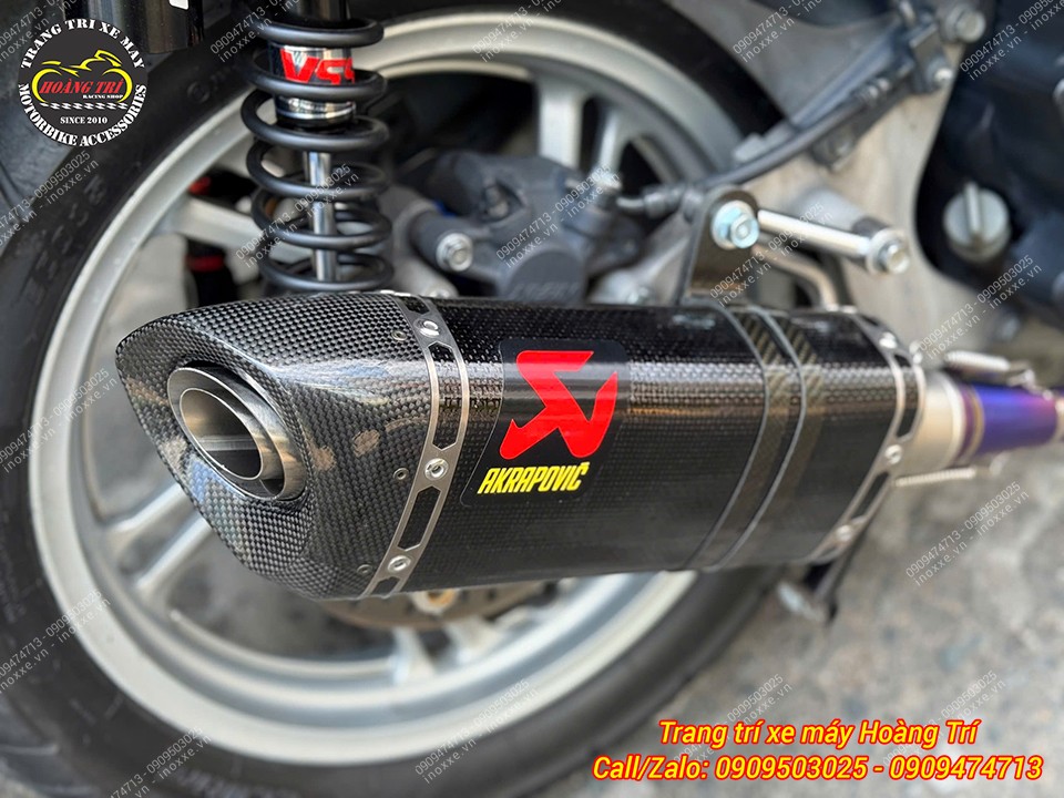 Full set pô Akrapovic carbon chính hãng độ cho xe SH