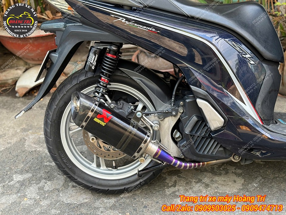 Full set pô Akrapovic carbon chính hãng độ cho xe SH