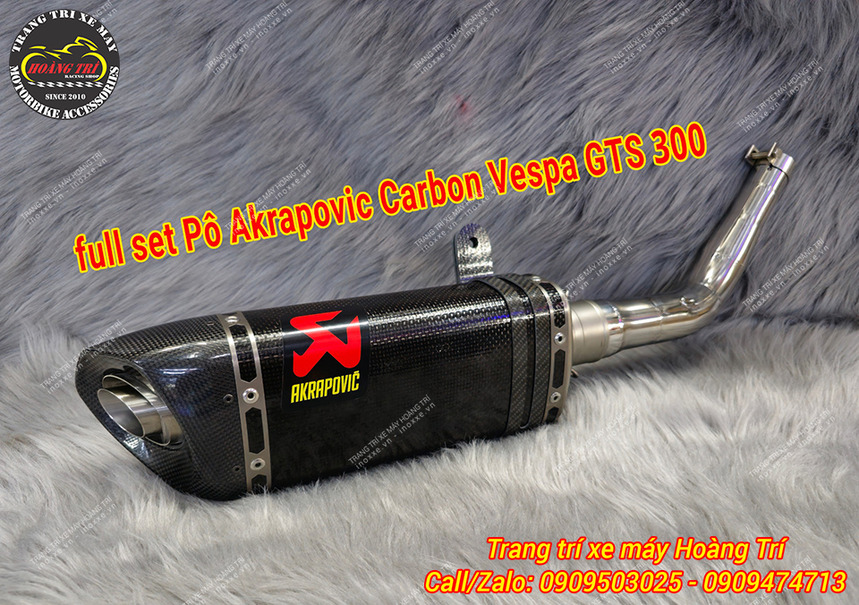 Full set Pô Akrapovic Racing full carbon cho xe GTS 125-150