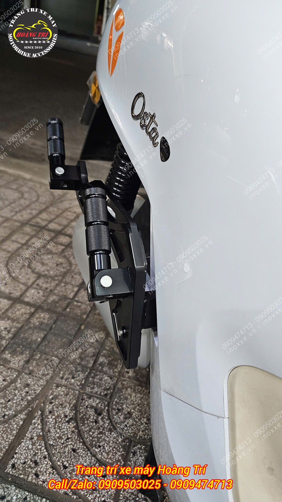 Gác chân phụ HTR nhôm CNC xe máy điện Yadea