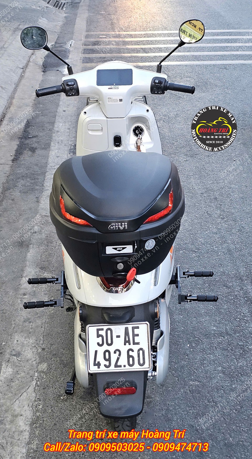 Gác chân phụ HTR nhôm CNC xe máy điện Yadea