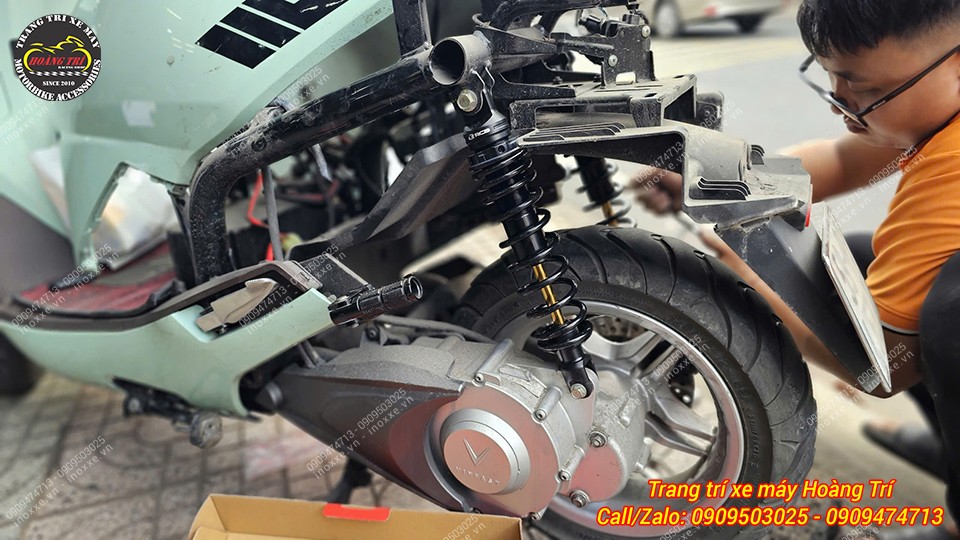 Phuộc Racing Boy độ cho xe máy điện Vento