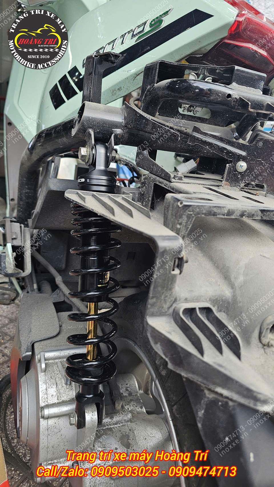 Phuộc Racing Boy độ cho xe máy điện Vento