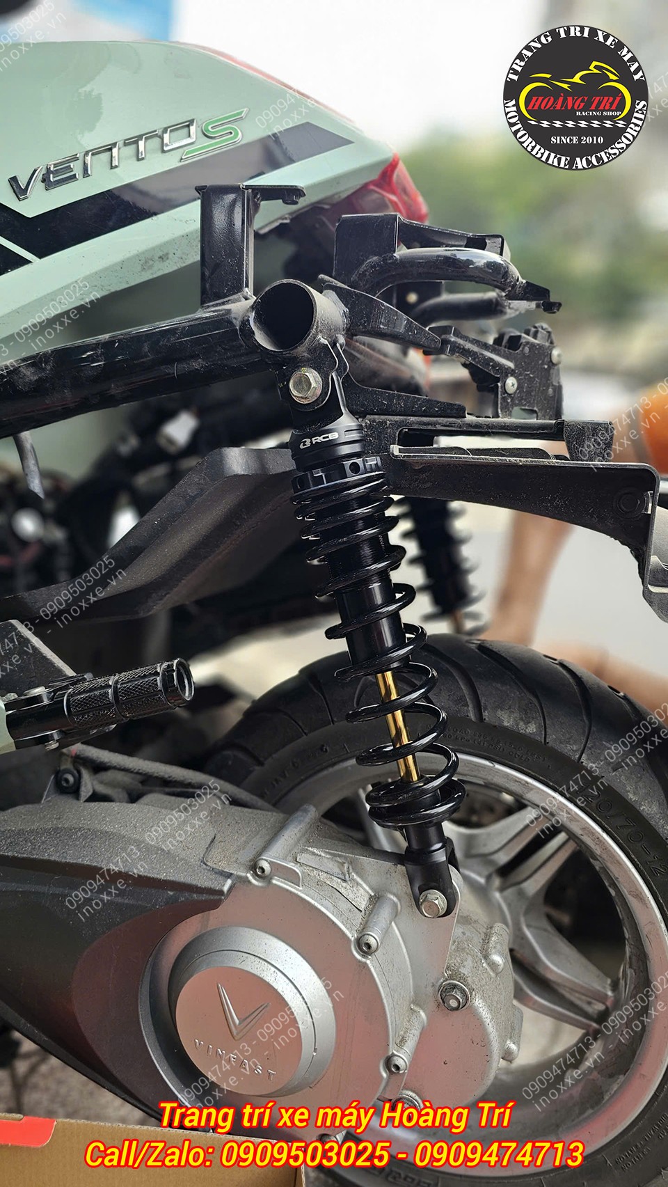 Phuộc Racing Boy độ cho xe máy điện Vento