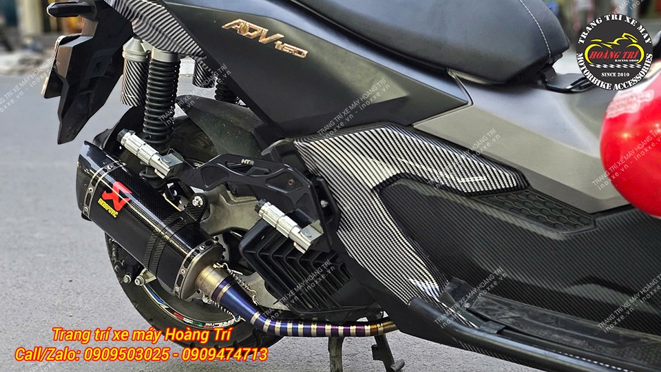 Full set pô Akrapovic carbon chính hãng độ cho xe ADV 150/160