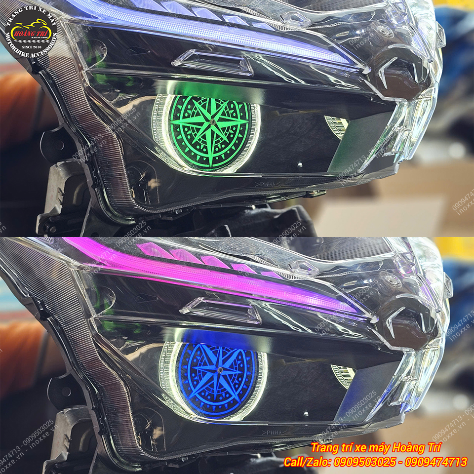 Cụm đèn pha đúc một bi cầu mắt xoay, Led Audi chỉnh màu cho Vario 125/150