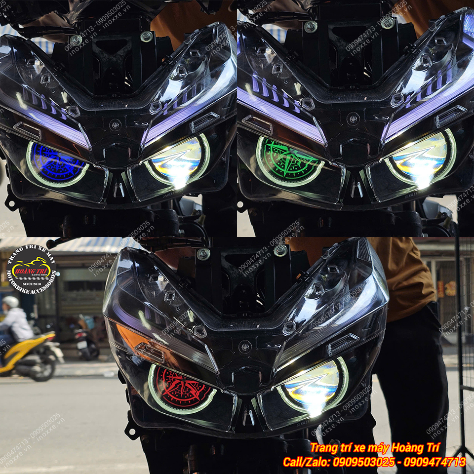 Cụm đèn pha đúc một bi cầu mắt xoay, Led Audi chỉnh màu cho Vario 125/150