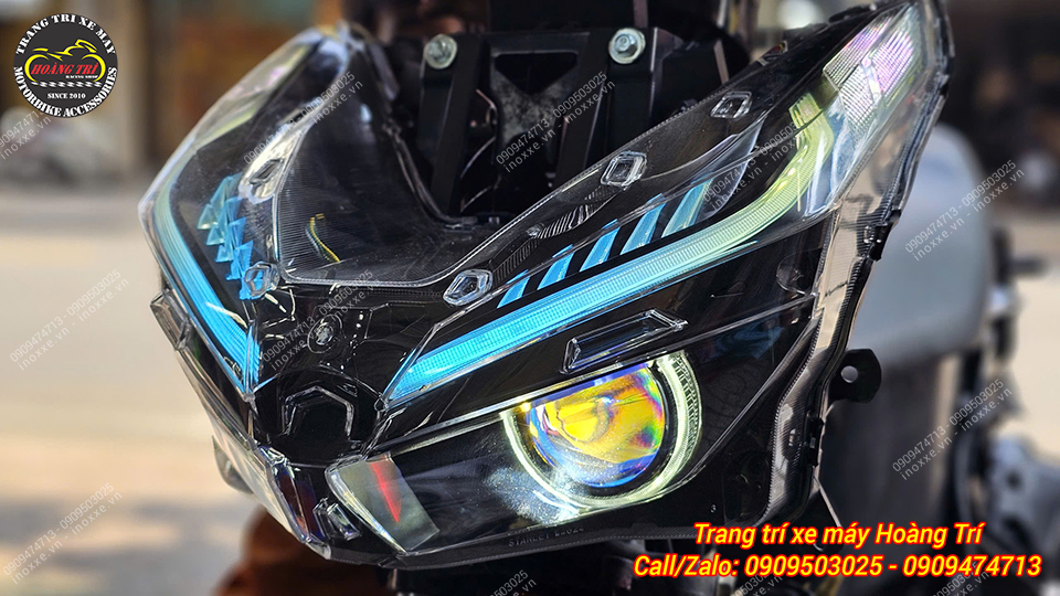 Cụm đèn pha đúc một bi cầu mắt xoay, Led Audi chỉnh màu cho Vario 125/150
