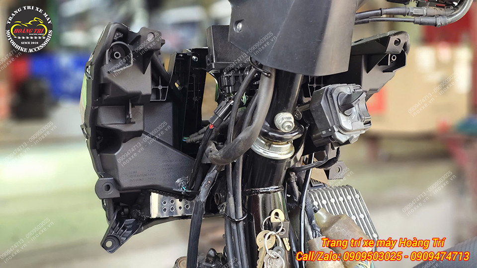 Cụm đèn pha đúc một bi cầu mắt xoay, Led Audi chỉnh màu cho Vario 125/150