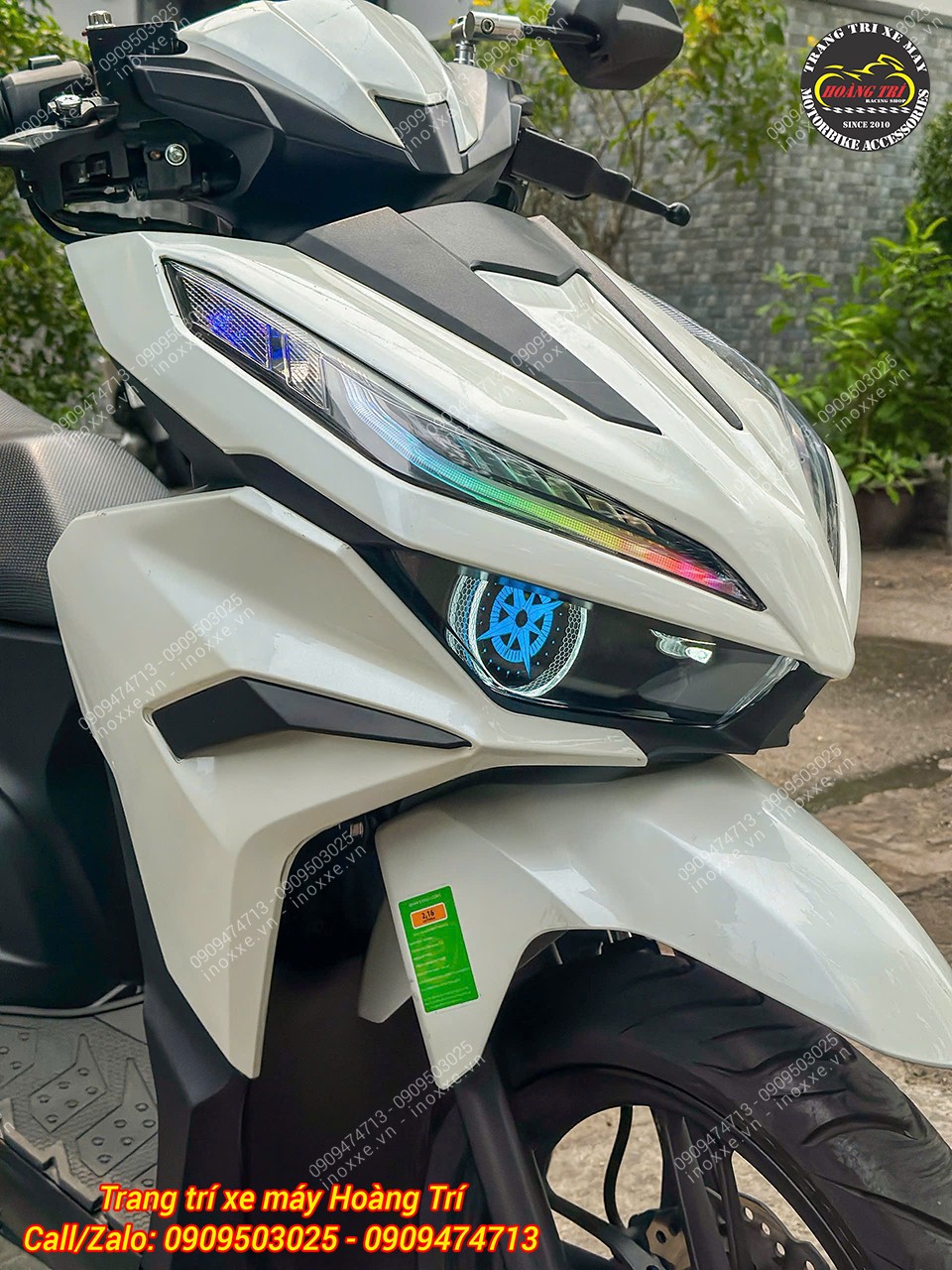 Cụm đèn pha đúc một bi cầu mắt xoay, Led Audi chỉnh màu cho Vario 125/150