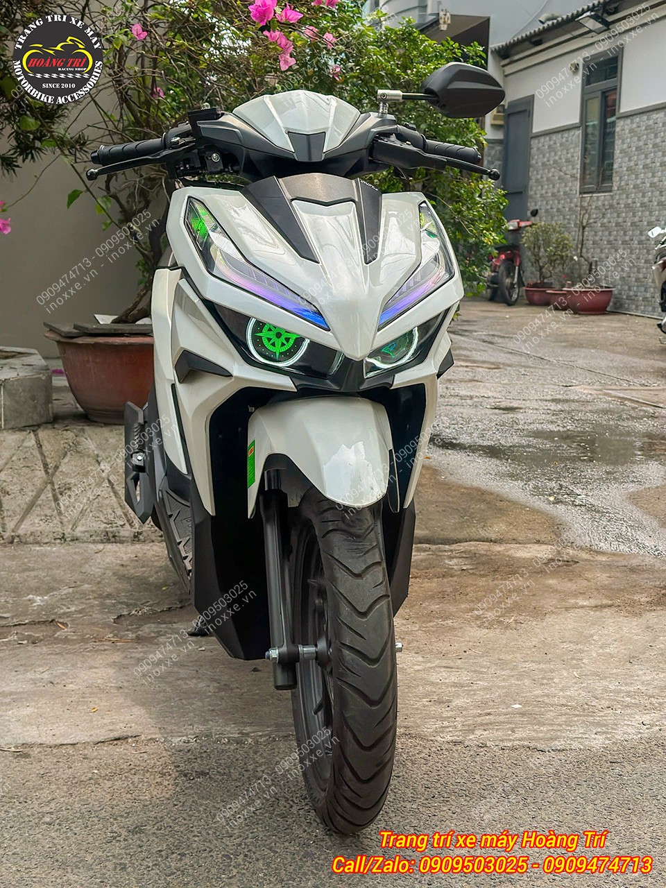 Cụm đèn pha đúc một bi cầu mắt xoay, Led Audi chỉnh màu cho Vario 125/150