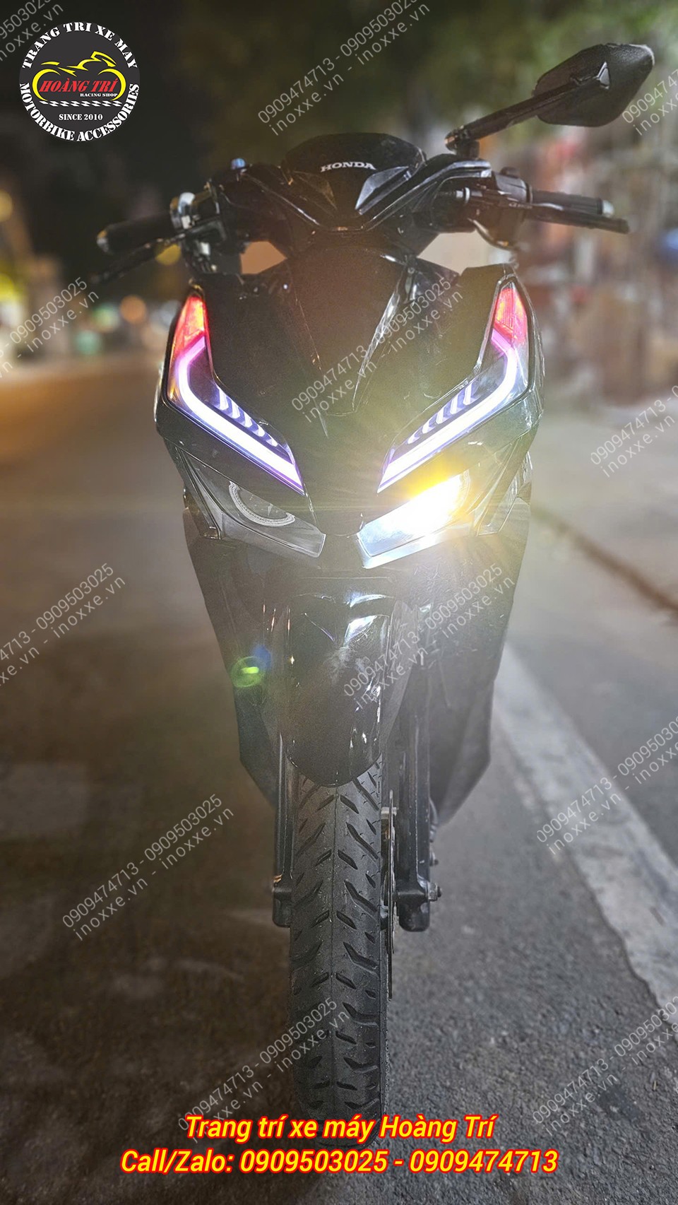 Cụm đèn pha đúc một bi cầu mắt xoay, Led Audi chỉnh màu cho Vario 125/150