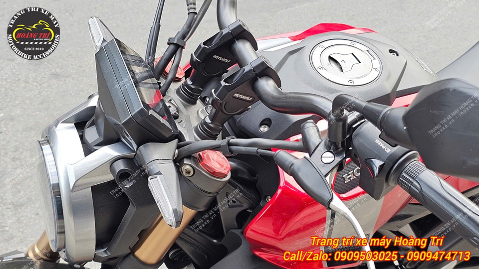 Cùm nâng tay lái nhôm Motowolf chính hãng (22mm/28mm)