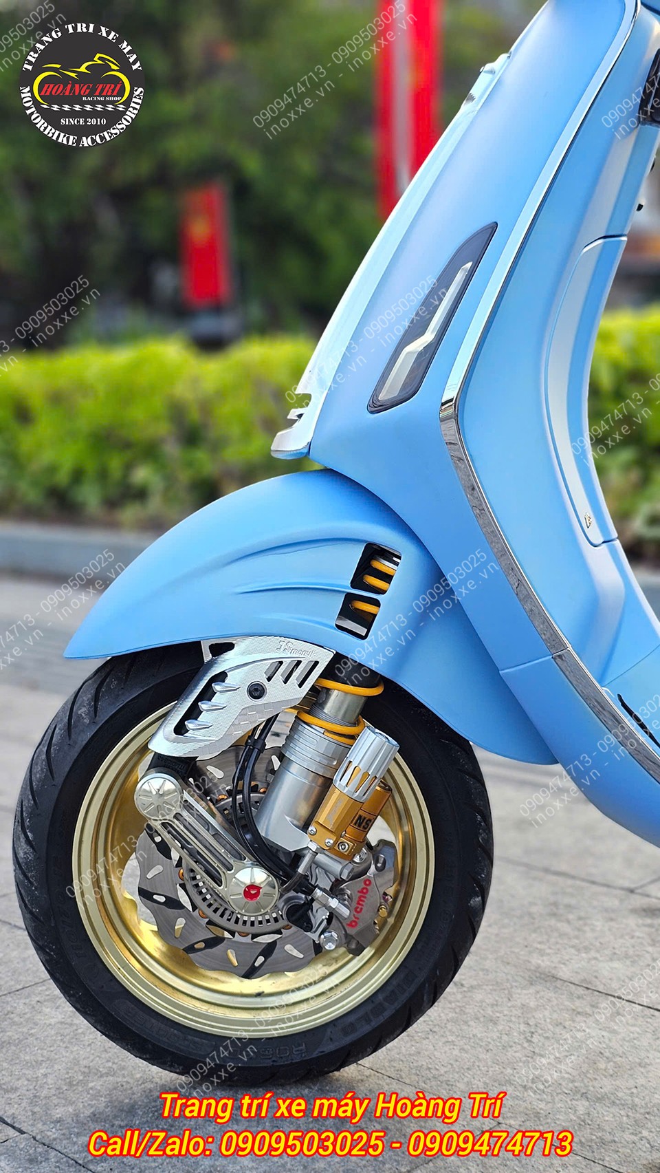 Che phuộc trước Vespa Sprint/Primavera kiểu JS nhôm CNC