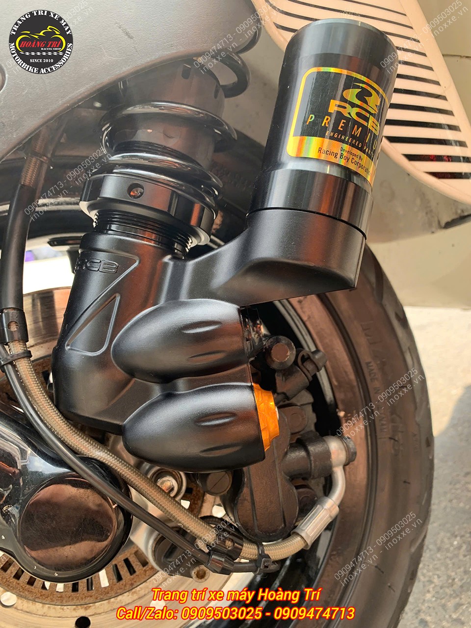 Trọn bộ phuộc Racing Boy VR ti vàng cho xe Vespa Sprint/Primavera