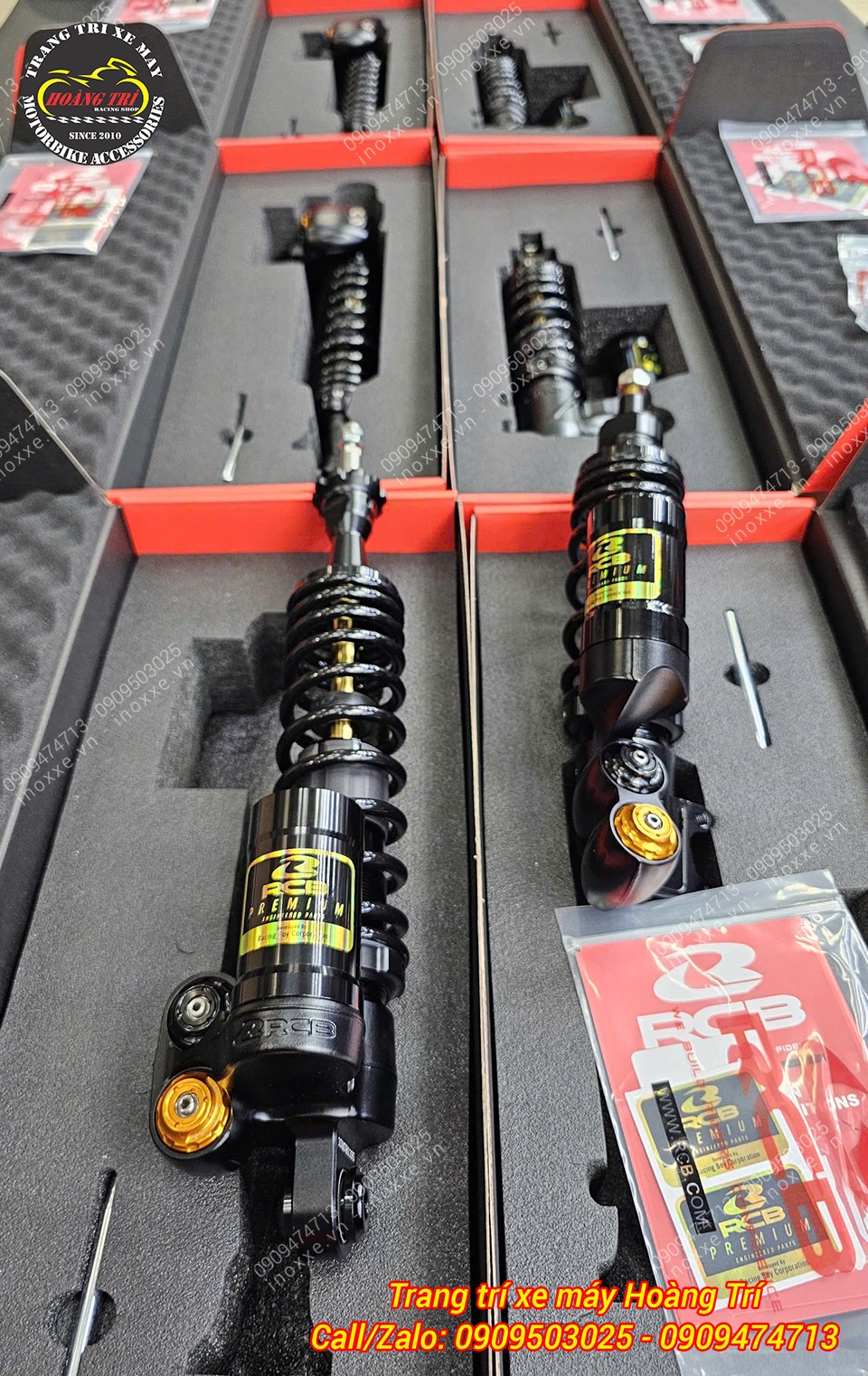 Trọn bộ phuộc Racing Boy VR ti vàng cho xe Vespa Sprint/Primavera