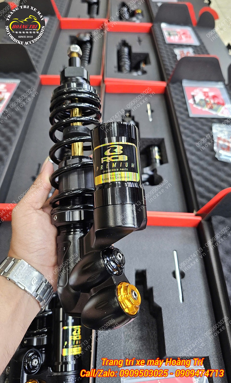 Trọn bộ phuộc Racing Boy VR ti vàng cho xe Vespa Sprint/Primavera