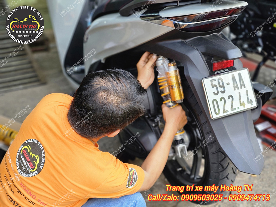 Phuộc bình dầu Ohlins HO 817 chính hãng lắp chuẩn Sh 300i, Sh 350i