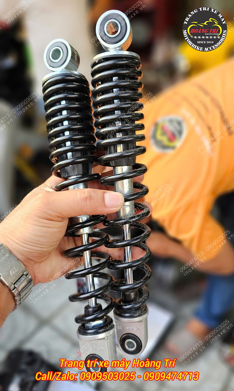 Phuộc Racing Boy cho xe máy điện EVO 200 Series S lò xo đen ti vàng