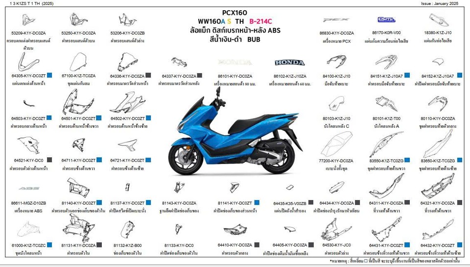 Dàn áo PCX 160 2025-2026 chính hãng Thái Lan