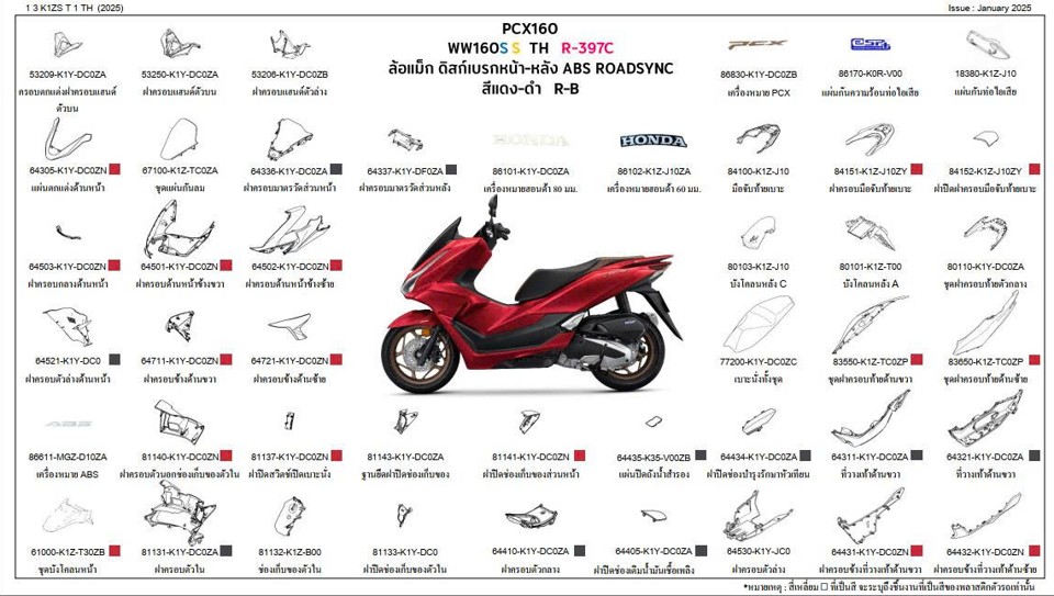 Dàn áo PCX 160 2025-2026 chính hãng Thái Lan