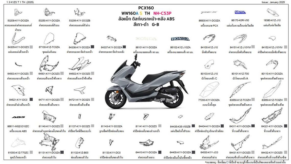 Dàn áo PCX 160 2025-2026 chính hãng Thái Lan