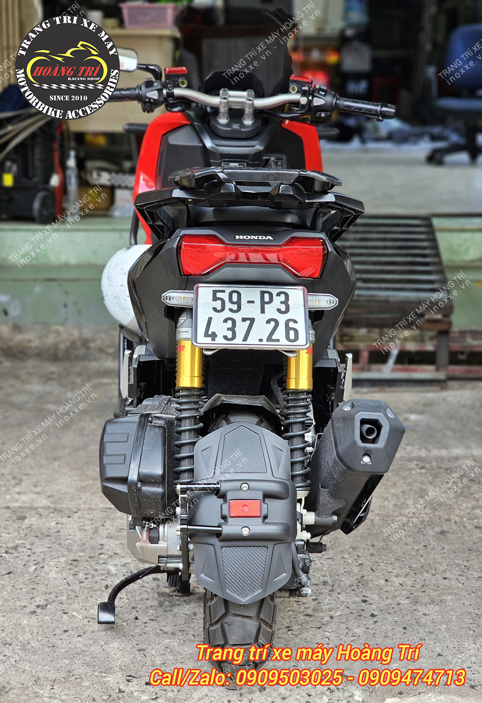 Pát biển số inox HTR phong cách moto - một chiều