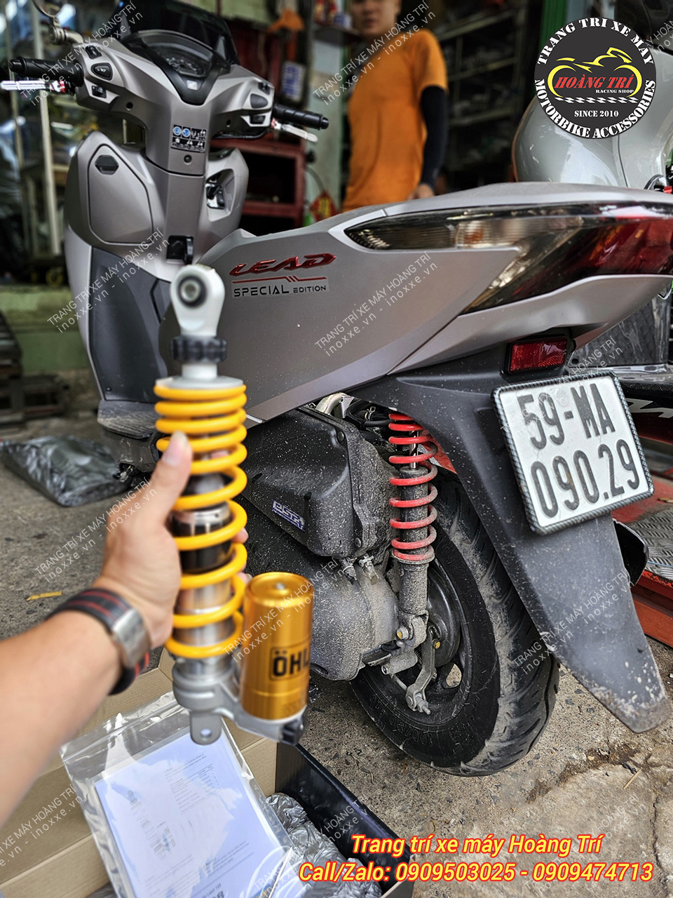 Phuộc Ohlins HO328 chính hãng lắp chuẩn cho xe Lead (không khoét nhựa)