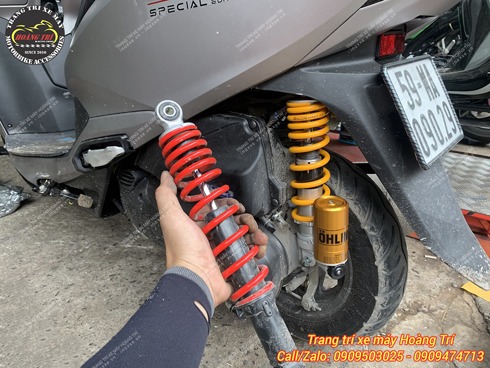 Phuộc Ohlins HO328 chính hãng lắp chuẩn cho xe Lead (không khoét nhựa)