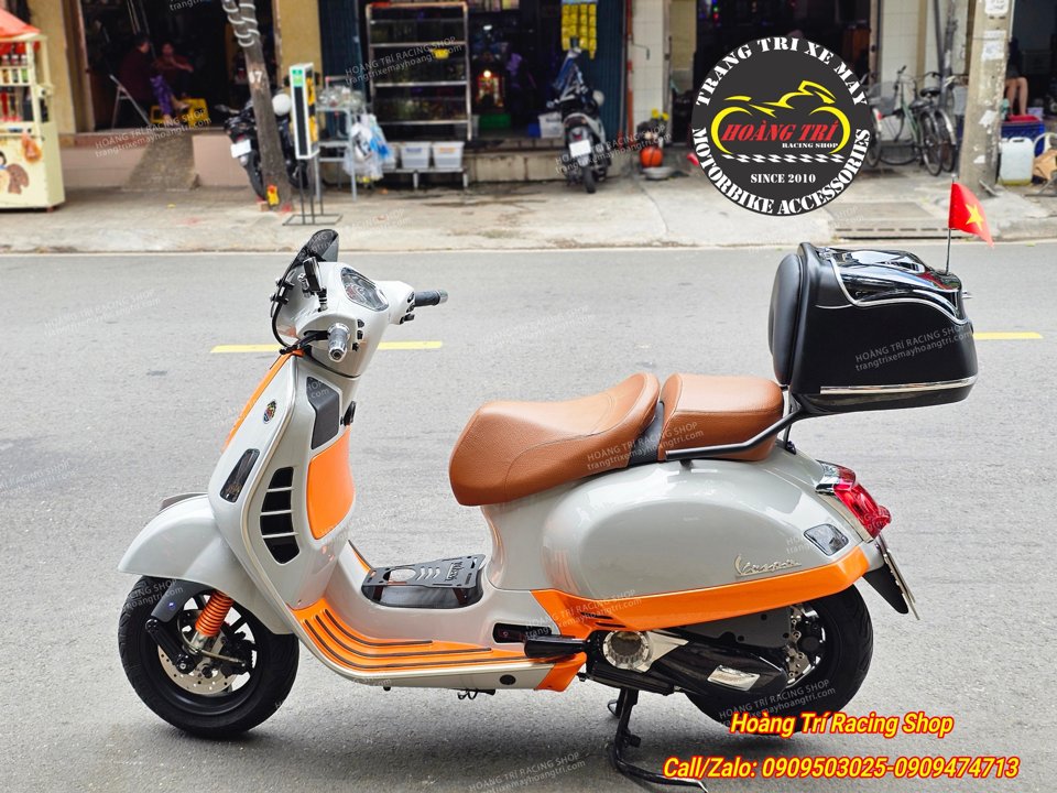 Yên da bò thật dành cho Vespa GTS / Vespa Sprint / Primavera độ 2 tầng rời