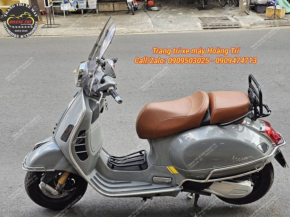 Yên da bò thật dành cho Vespa GTS / Vespa Sprint / Primavera độ 2 tầng rời