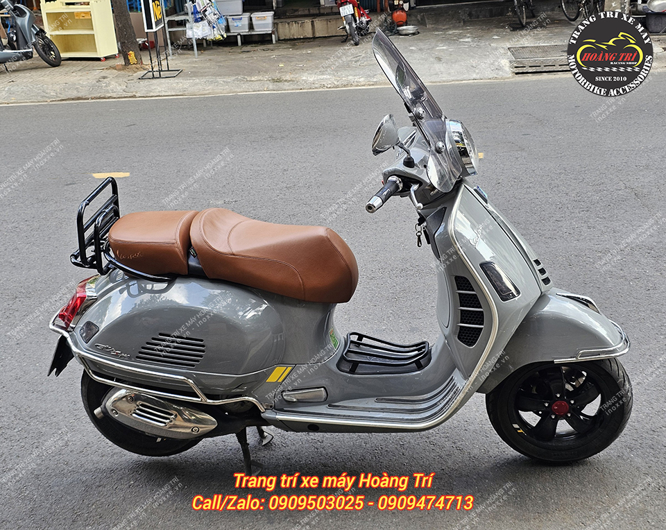 Yên da bò thật dành cho Vespa GTS / Vespa Sprint / Primavera độ 2 tầng rời