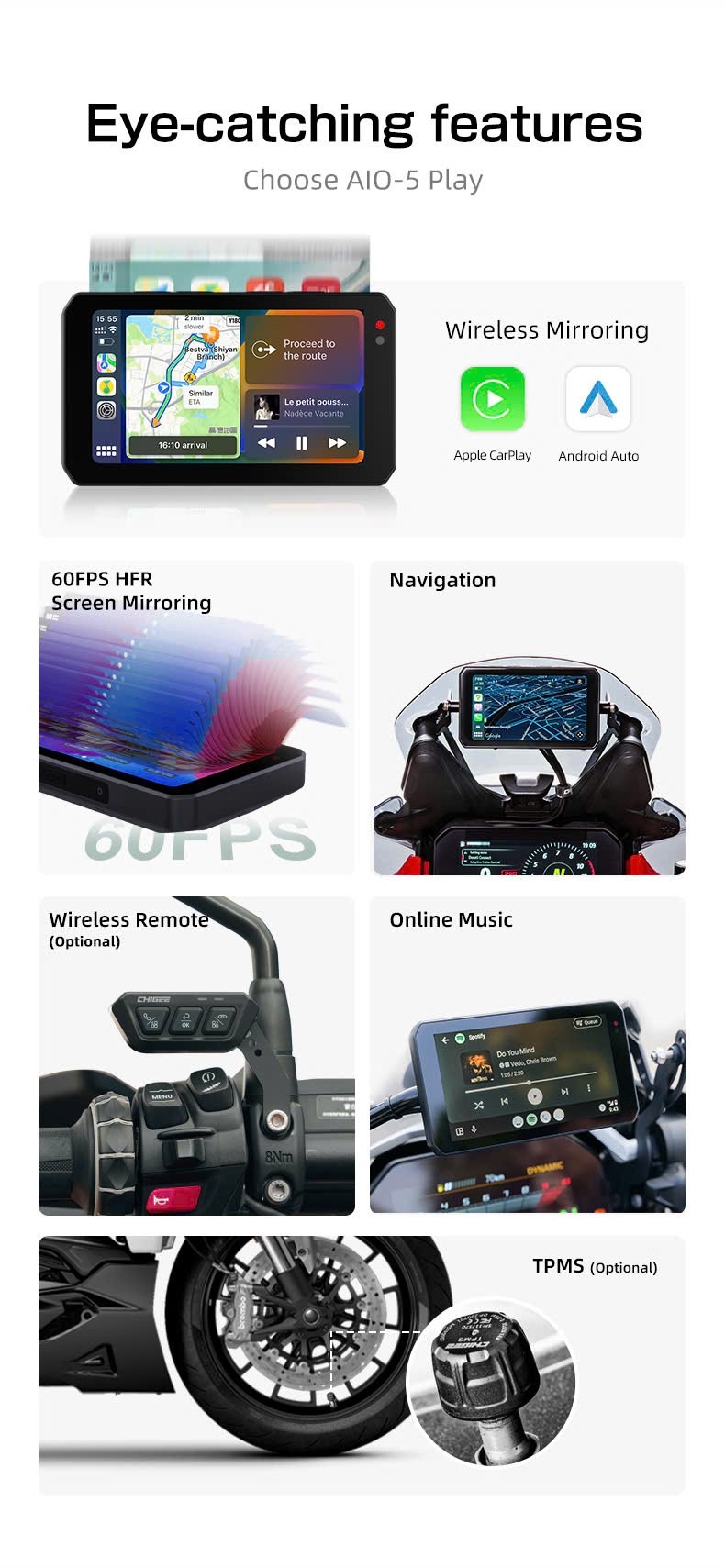 Màn hình Chigee AIO 5 Play dẫn đường (không có camera)