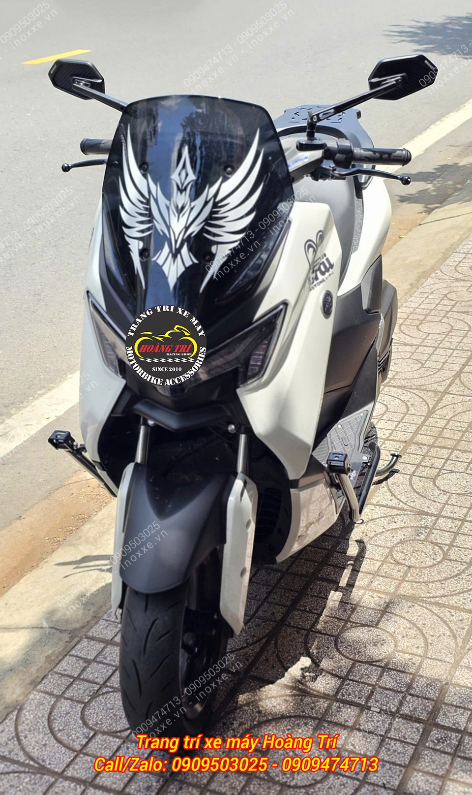 Chống đổ kèm tấm lót chân nhôm CNC Yamaha NMAX
