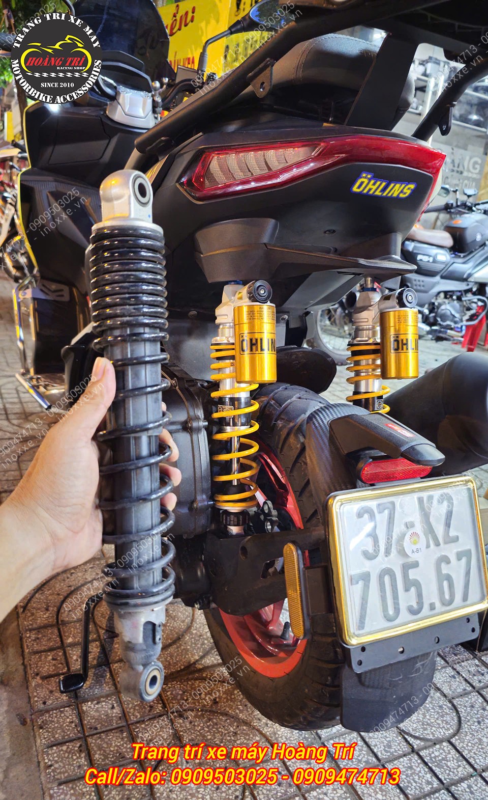 Phuộc Ohlins AP 243 chính hãng lắp cho xe Aprilia SR GT 200