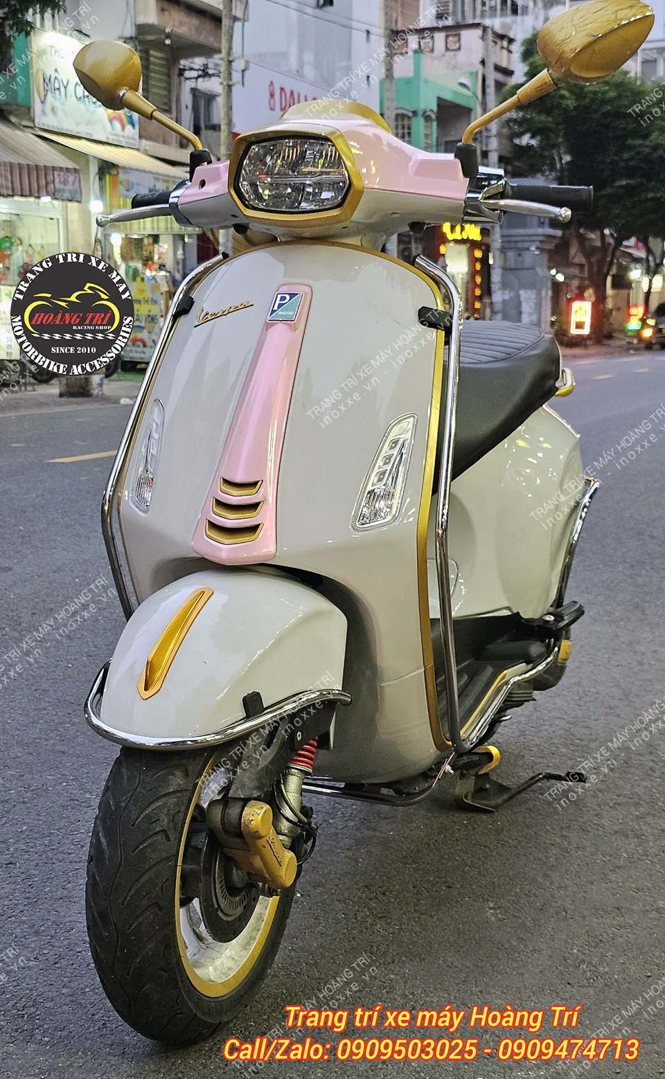 Ốp trang trí chắn bùn trước xe Vespa SZR nhôm CNC