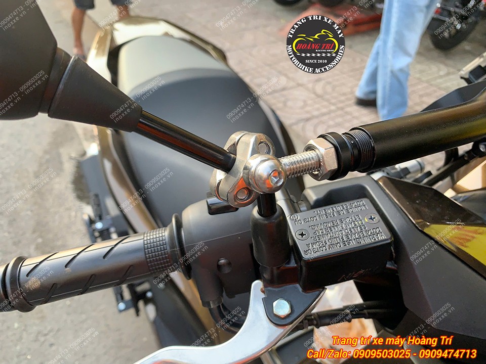 Thanh ngang ghi đông MotoWolf HB8 gắn chân kính hậu