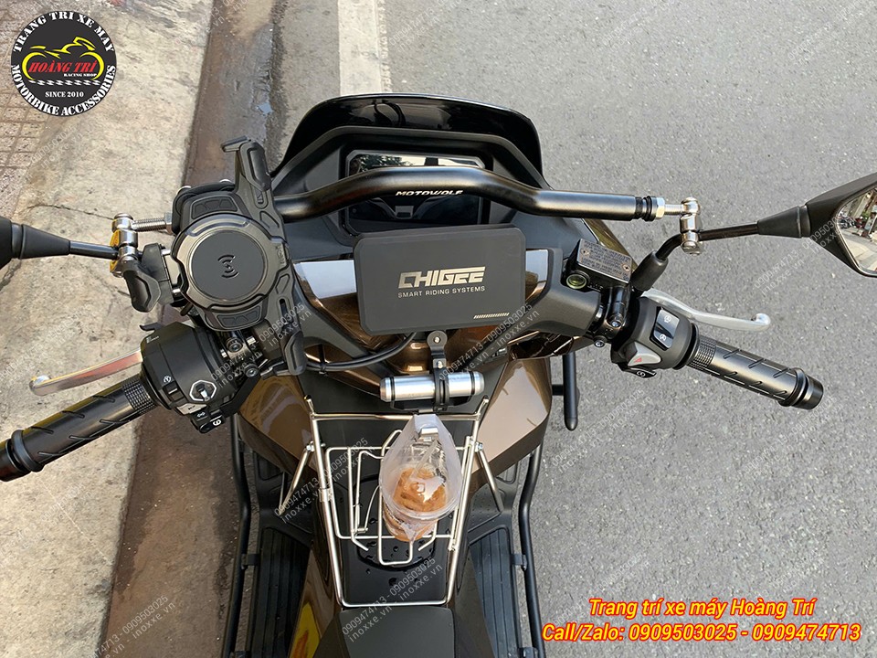 Thanh ngang ghi đông MotoWolf HB8 gắn chân kính hậu