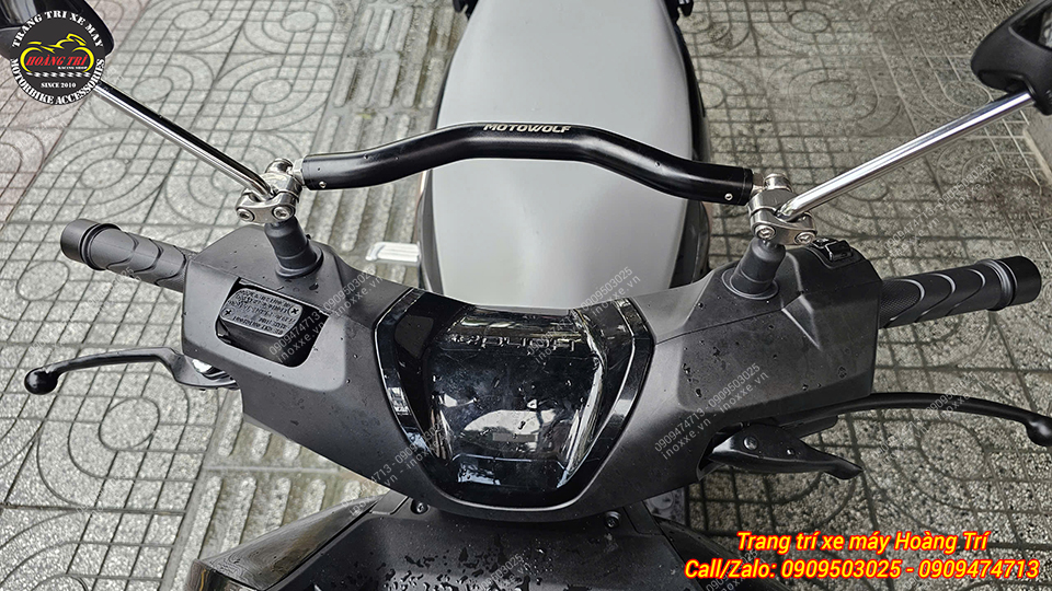 Thanh ngang ghi đông MotoWolf HB8 gắn chân kính hậu