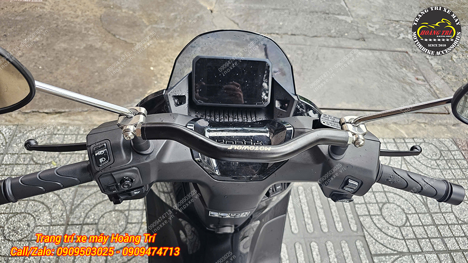 Thanh ngang ghi đông MotoWolf HB8 gắn chân kính hậu