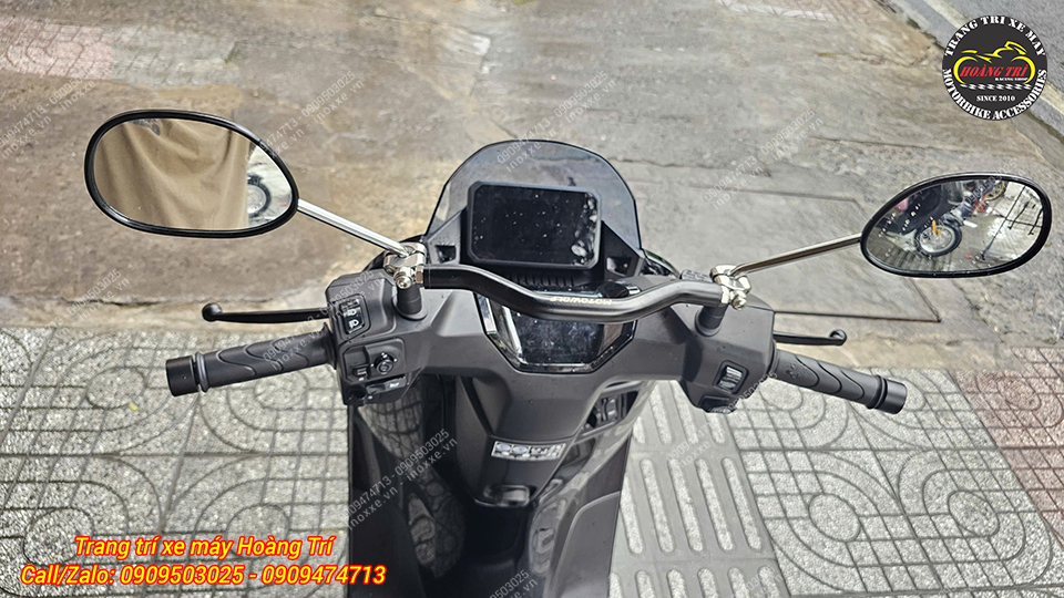 Thanh ngang ghi đông MotoWolf HB8 gắn chân kính hậu