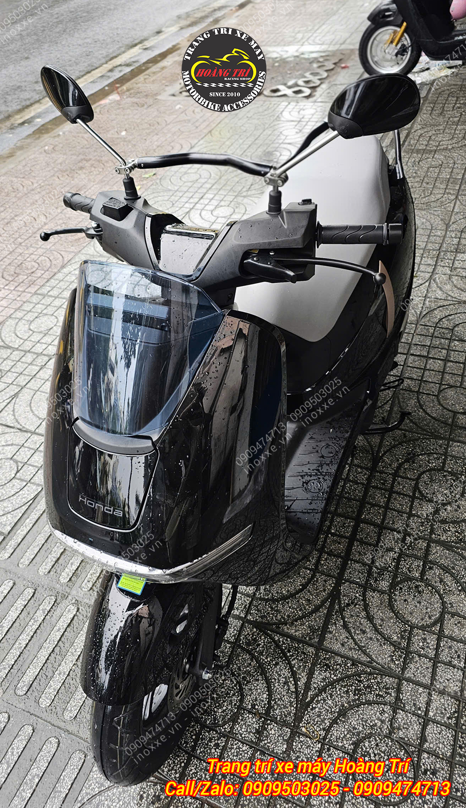 Thanh ngang ghi đông MotoWolf HB8 gắn chân kính hậu